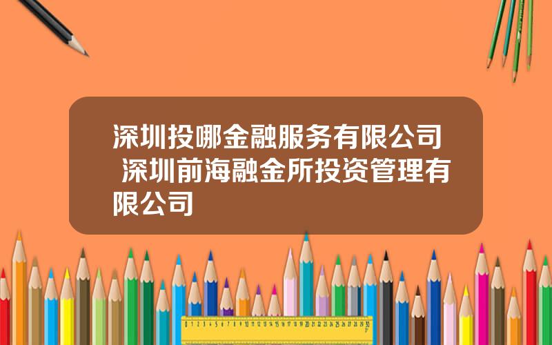 深圳投哪金融服务有限公司 深圳前海融金所投资管理有限公司